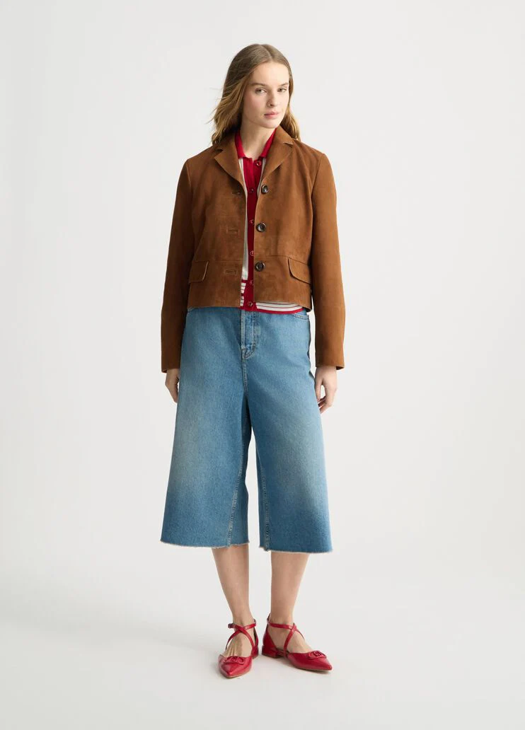 Suede boxy jacket