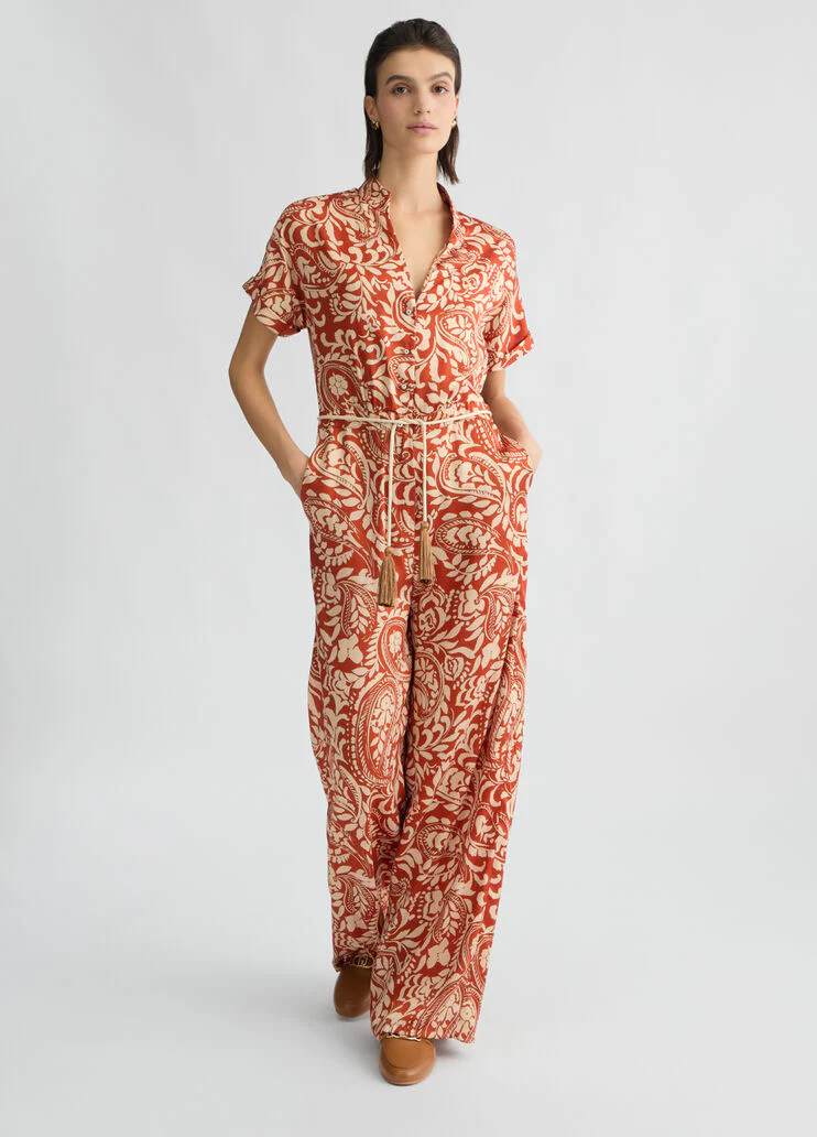 Printed twill jumpsuit