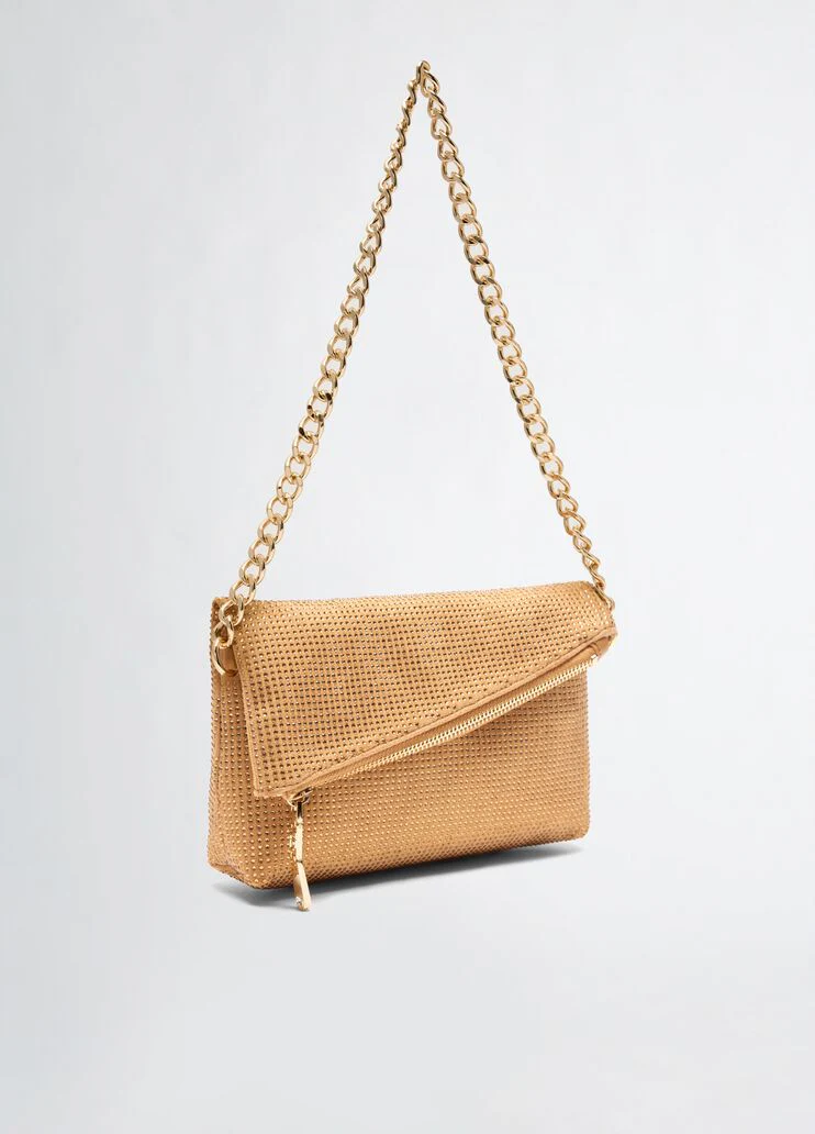 Shoulder bag with rhinestones