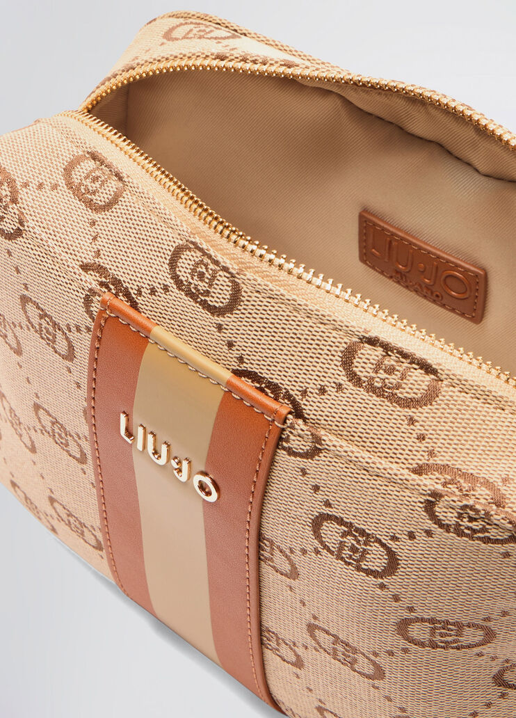 Jacquard crossbody bag with clutch