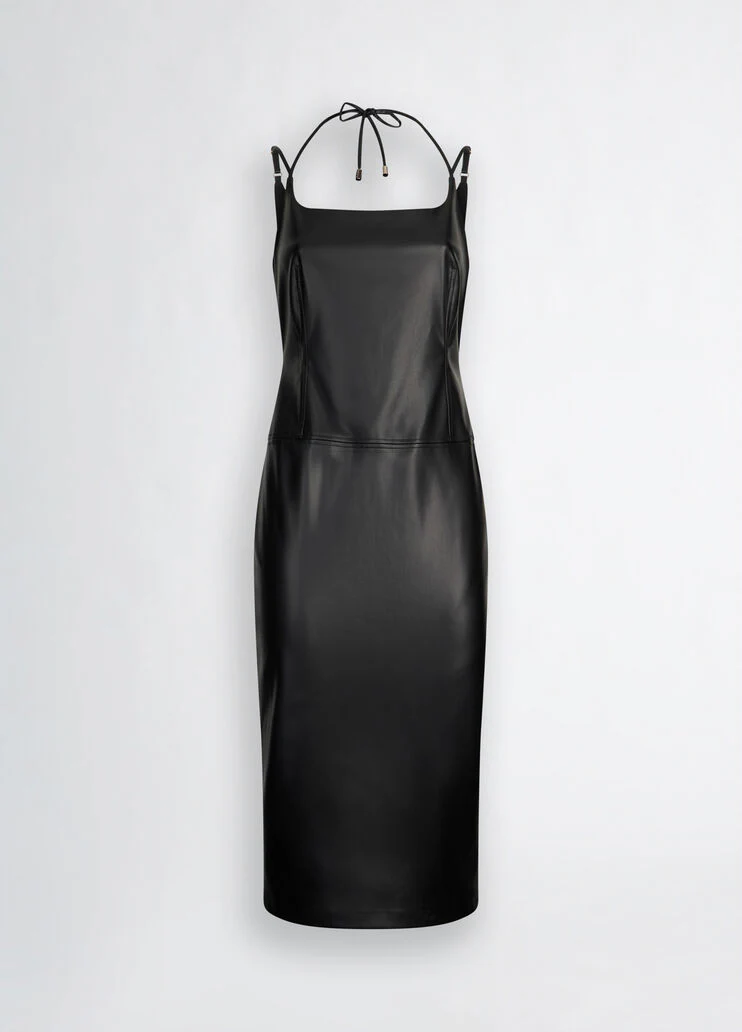 Black coated fabric dress
