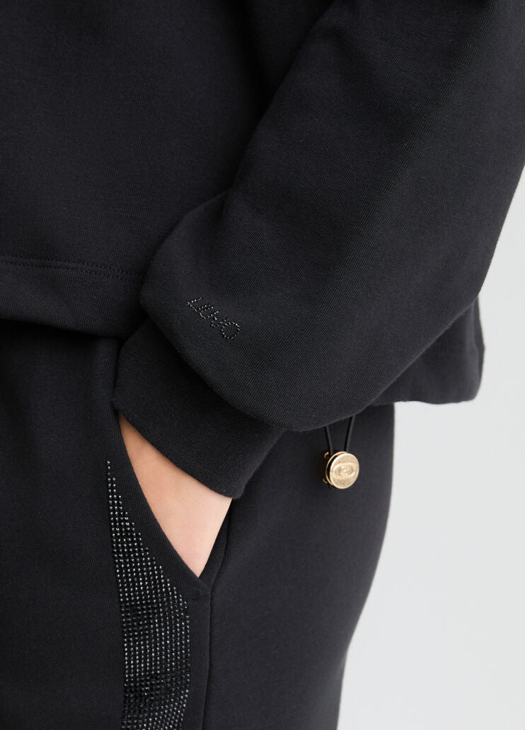 Black sweatshirt with rhinestones