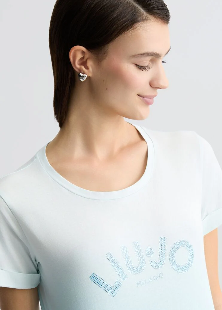 T-shirt with logo and gemstones