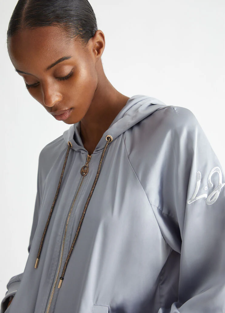 Satin hooded sweatshirt