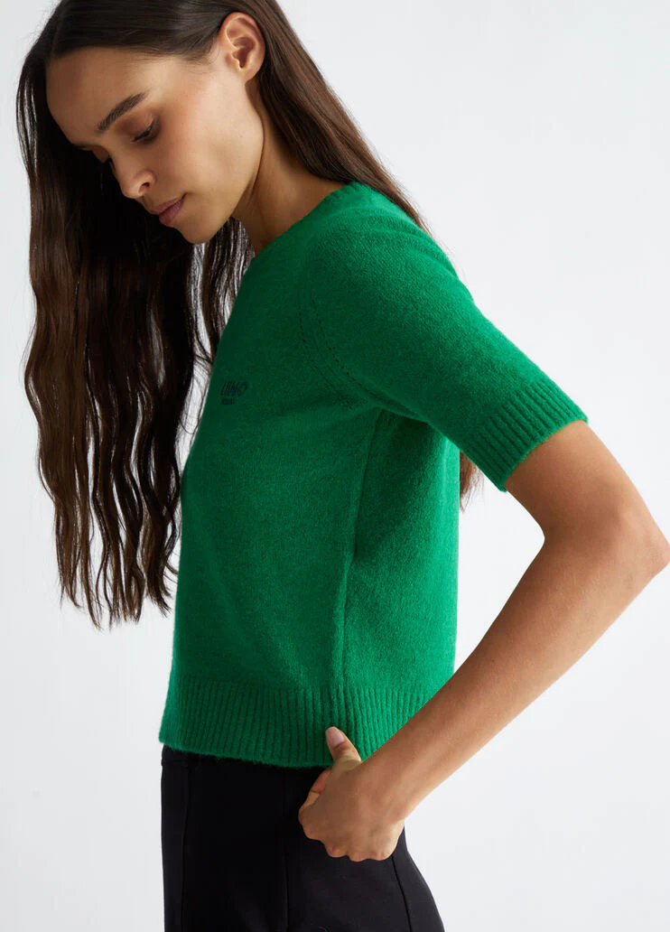 Wool-blend T-shirt with logo