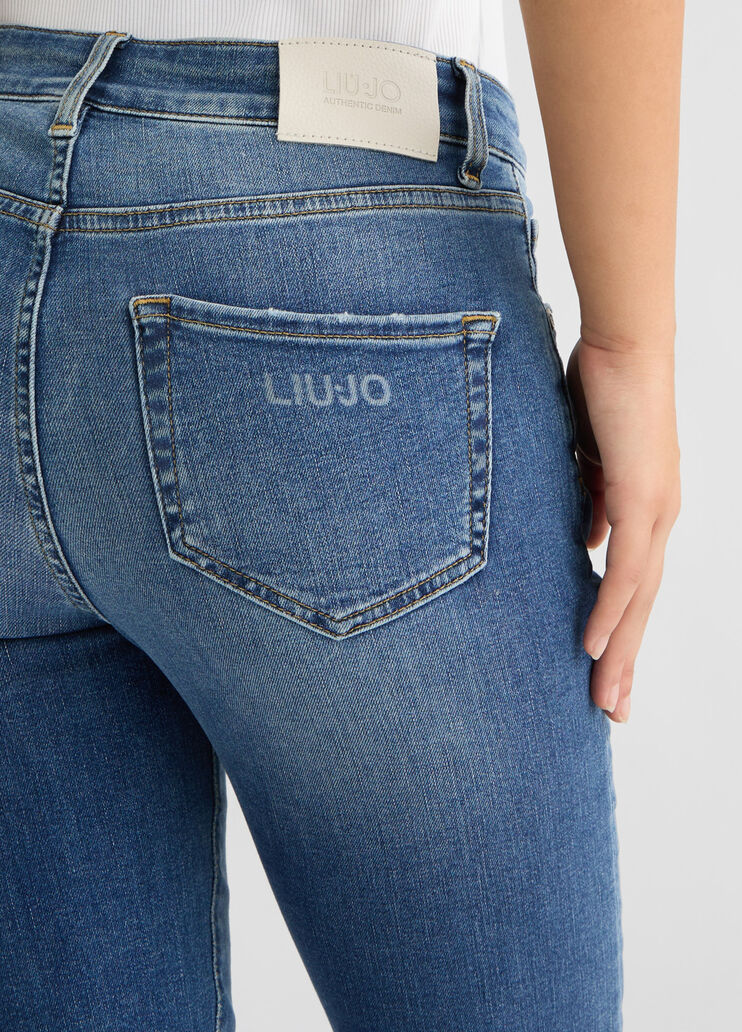 Blue straight-leg high-rise jeans