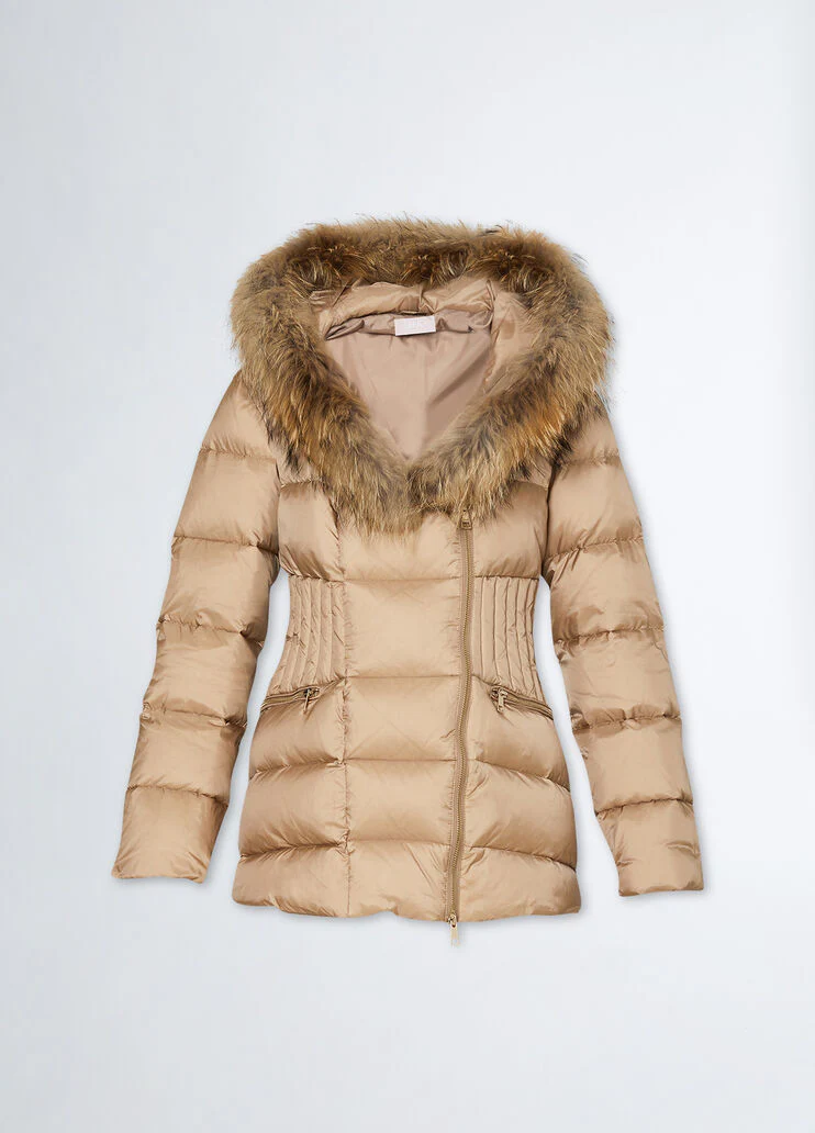 Down jacket with fur detail