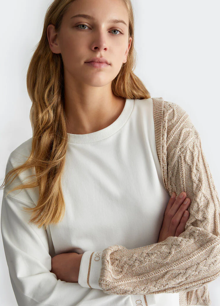 Black sweatshirt with knit insert