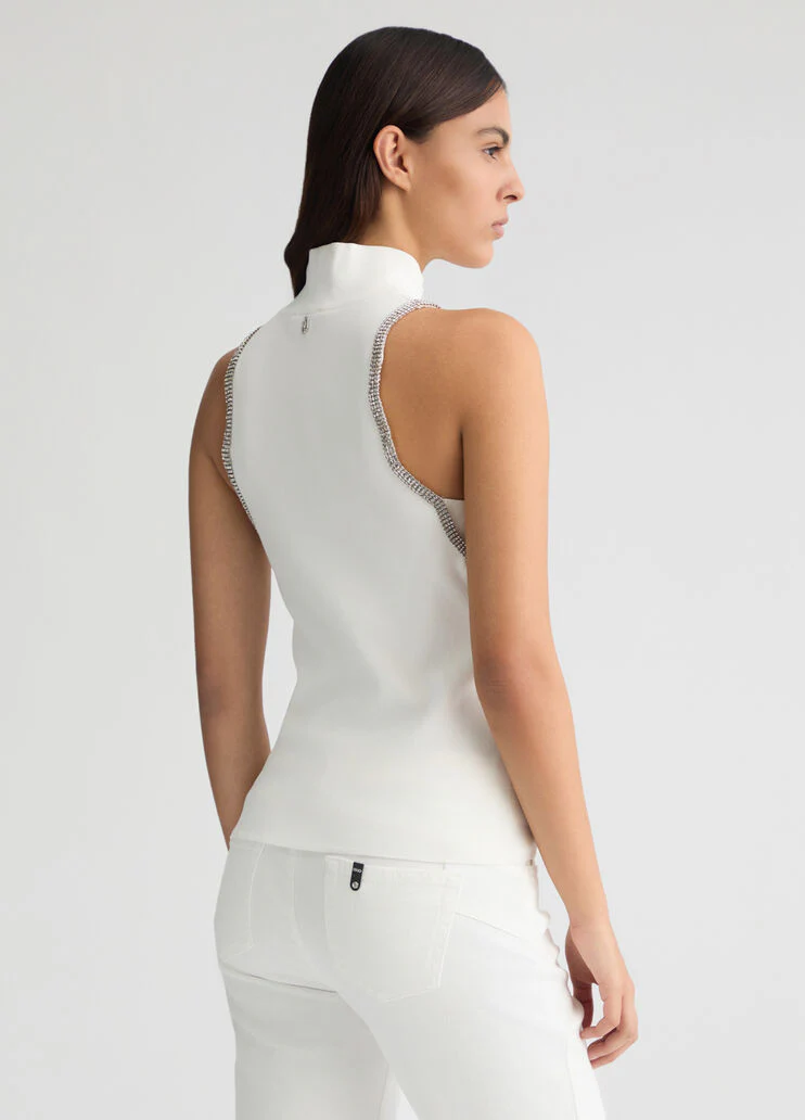 Knit top with rhinestones