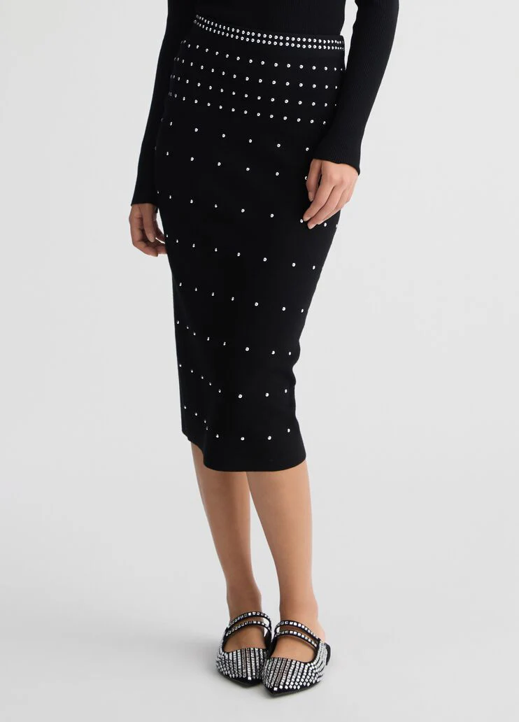 Knit skirt with studs