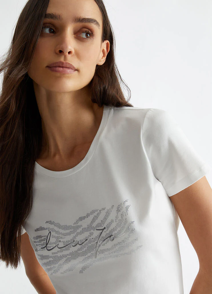 T-shirt with logo and gemstones