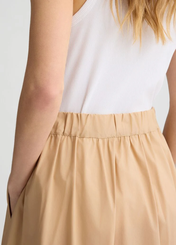Poplin midi skirt