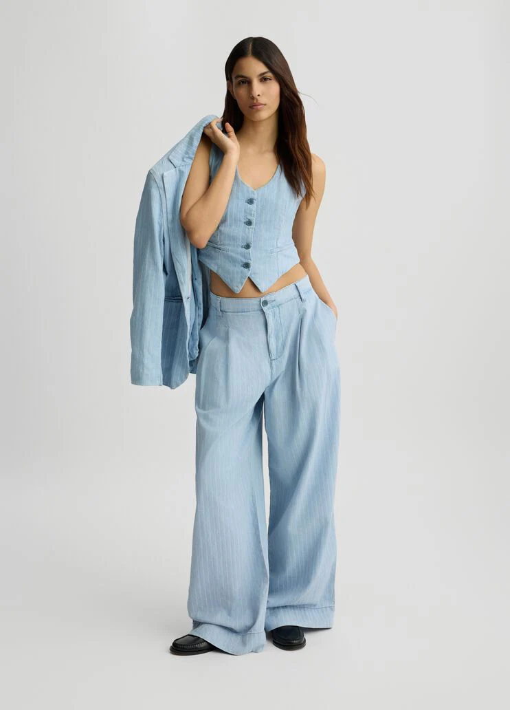 Pinstripe denim waistcoat