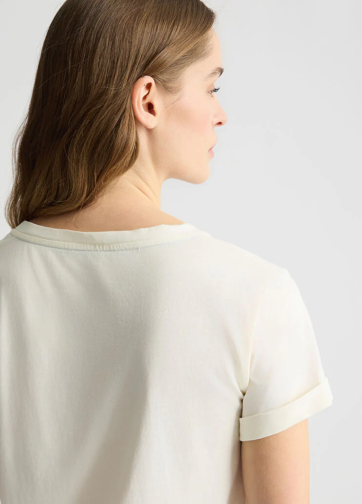 Cotton T-shirt with logo and rhinestones