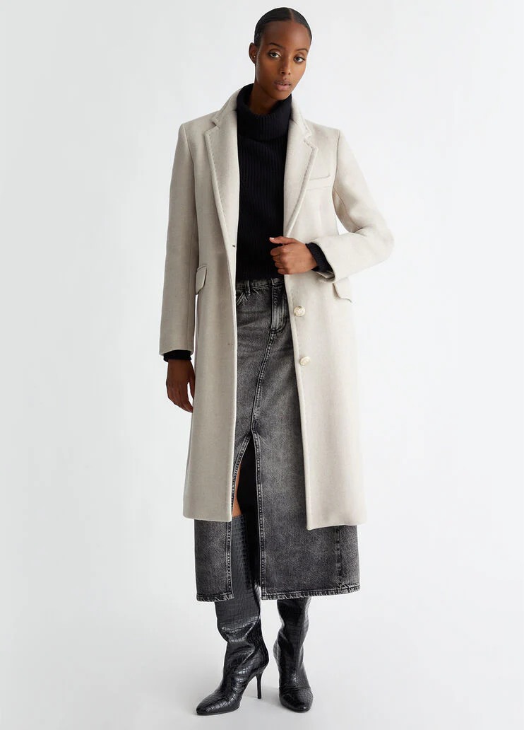 Slim-fit wool-blend coat
