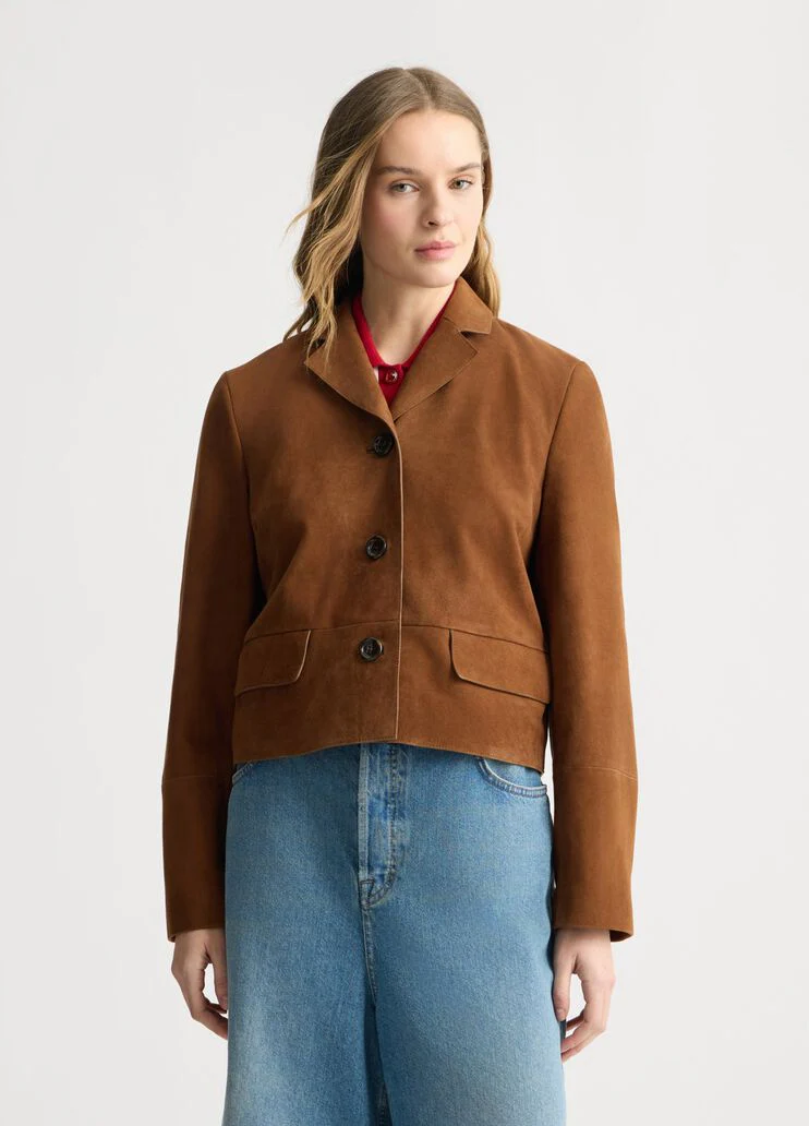 Suede boxy jacket