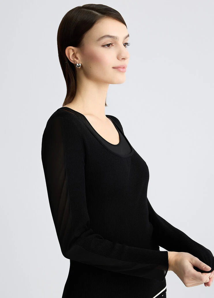 Jumper with tulle inserts