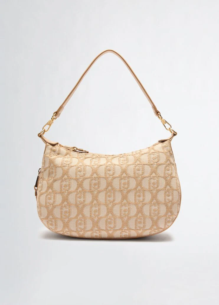 Jacquard shoulder bag with logo