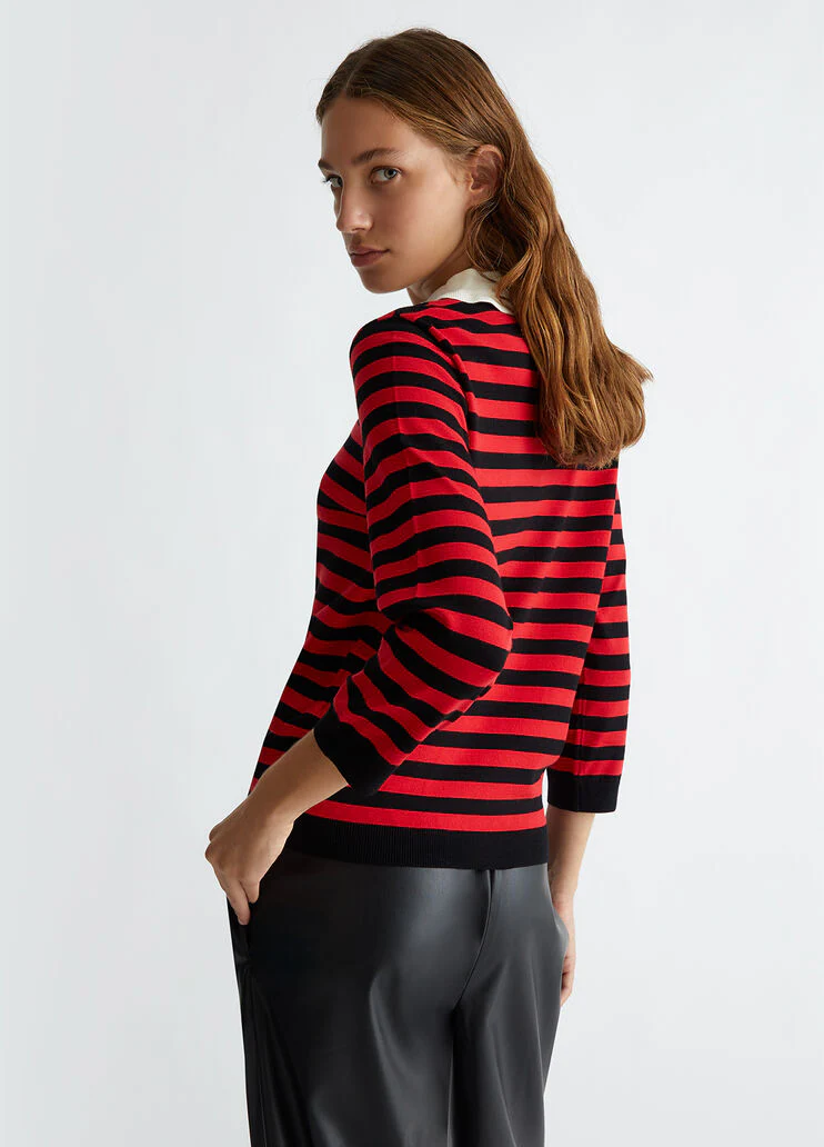 Striped sweater with jewel buttons