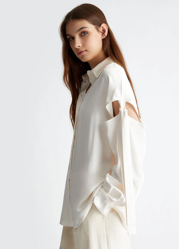 Satin shirt with bow