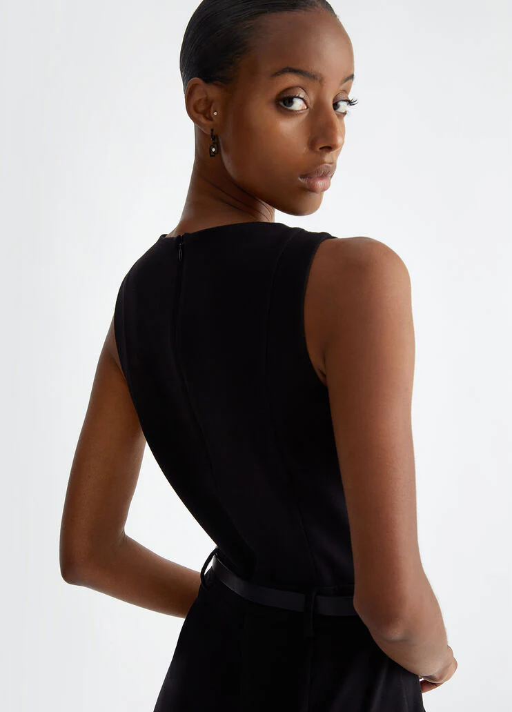 Stretch jumpsuit with belt