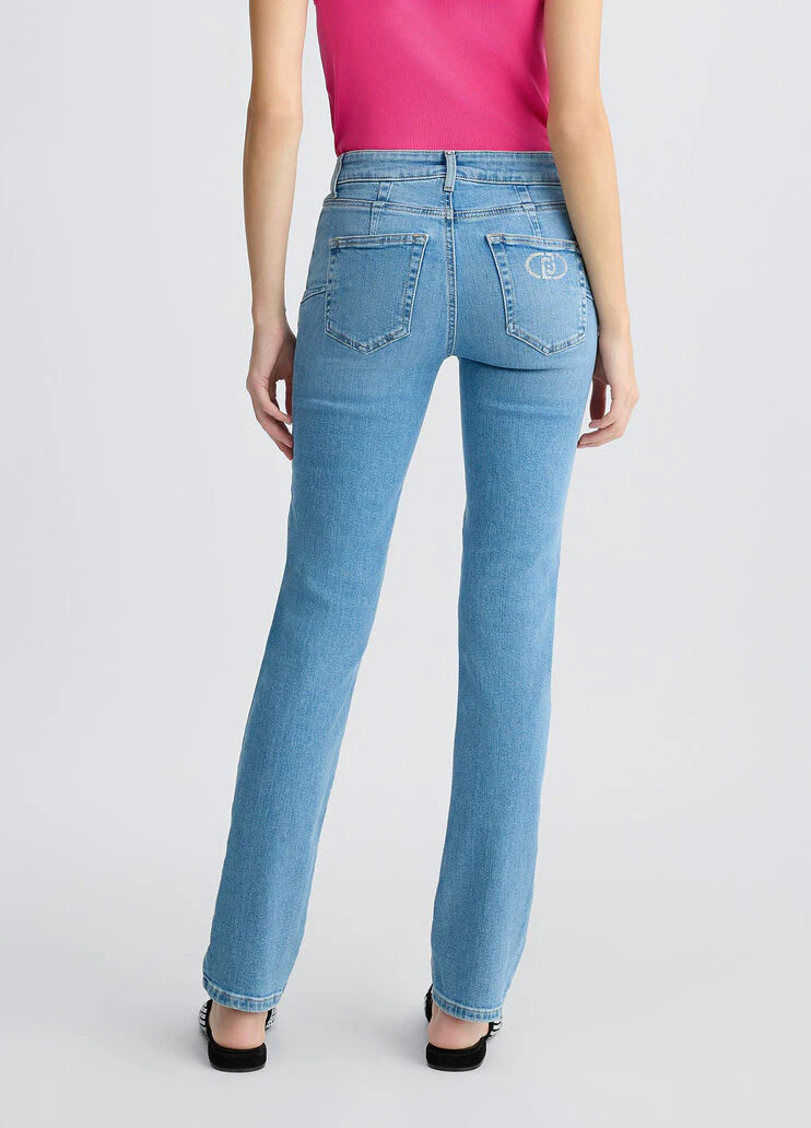 Light slim-fit jeans with rhinestones