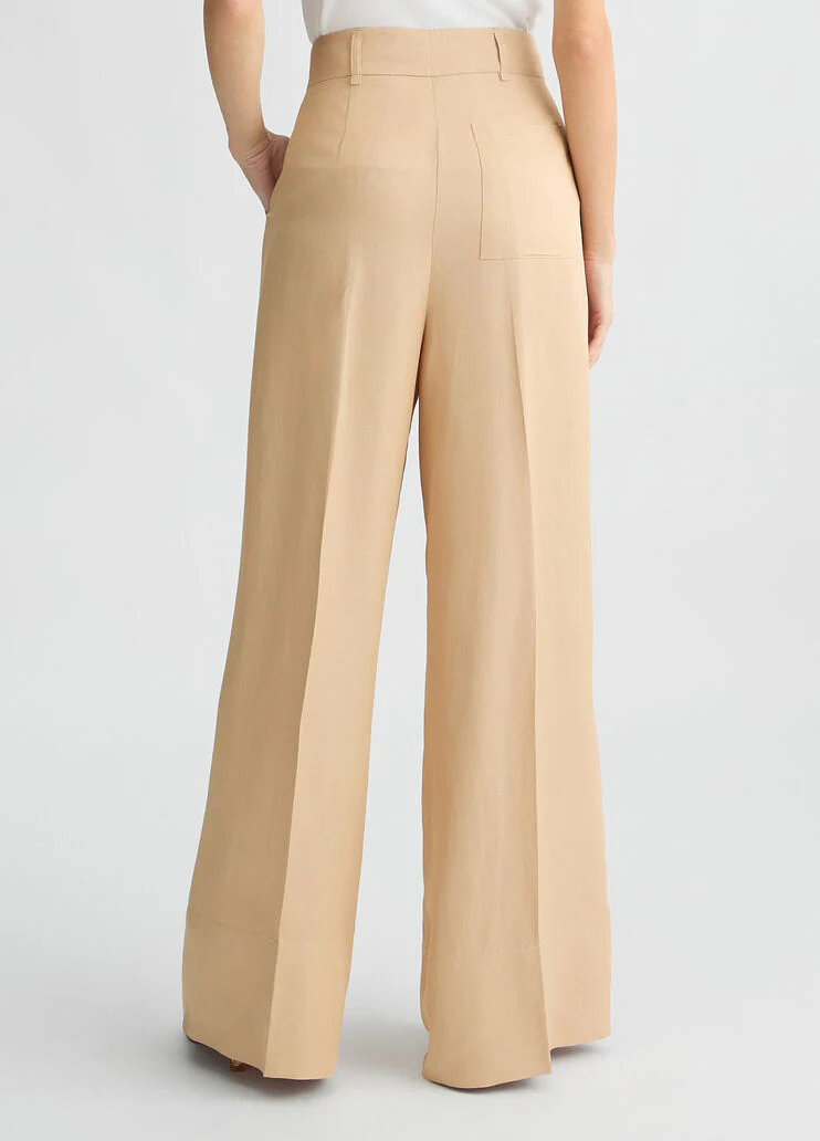 Beige wide-leg trousers