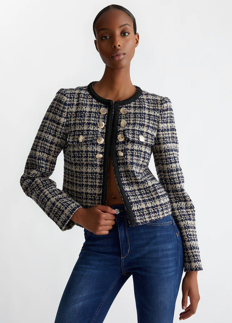 Chequered bouclé jacket