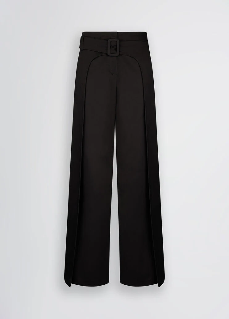 Wide-leg trousers with belt