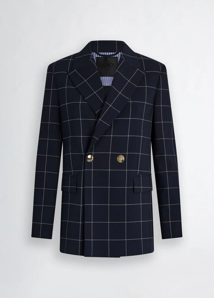 Double-breasted check blazer