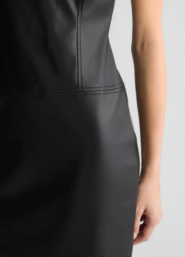 Black coated fabric dress