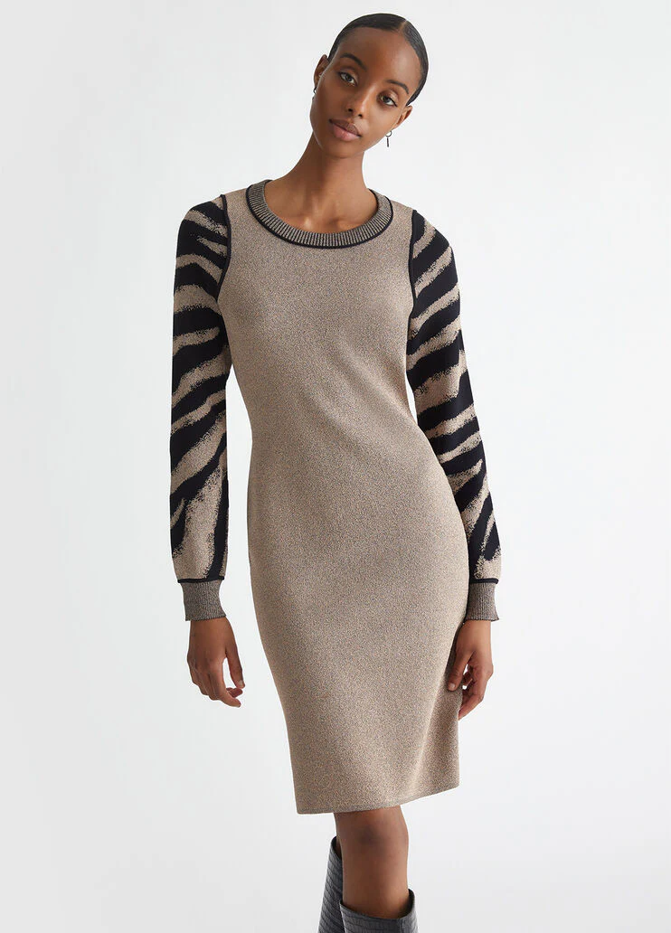 Animal-design knit dress