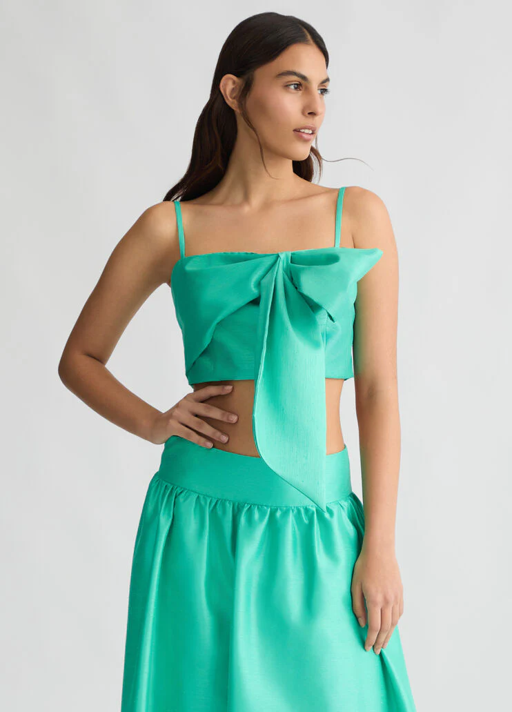Turquoise top with bow