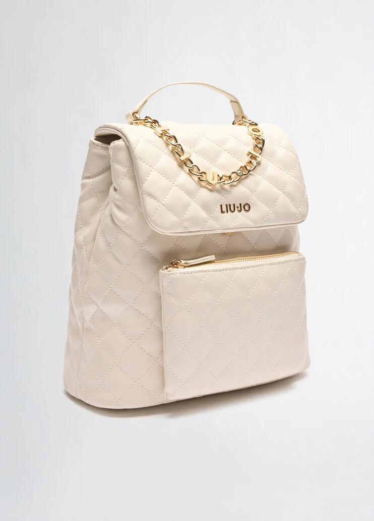Quilted cream backpack