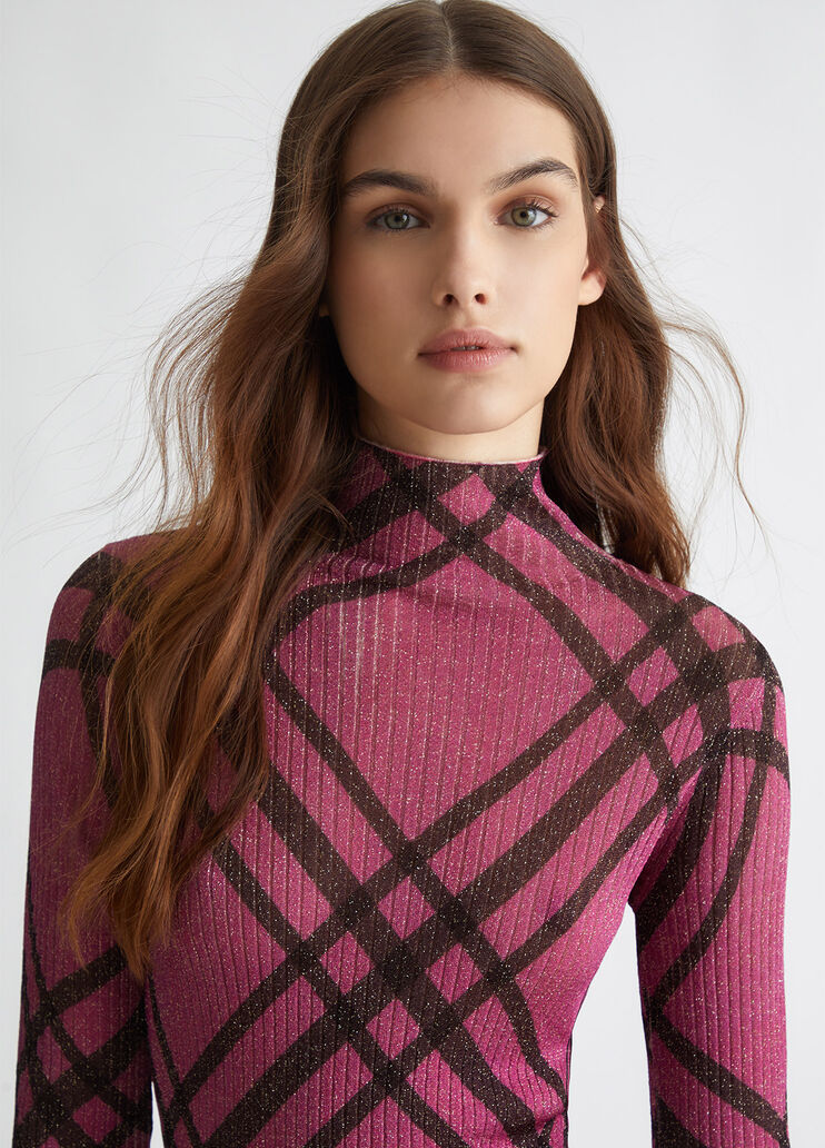 Chequered lurex sweater