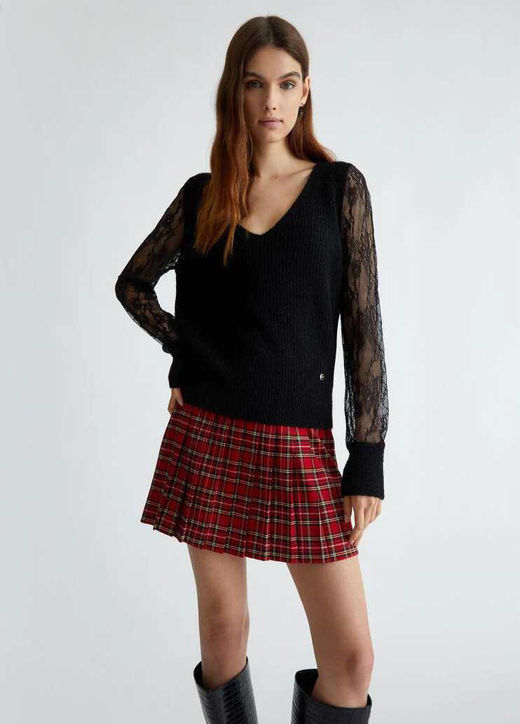 Black jumper with lace