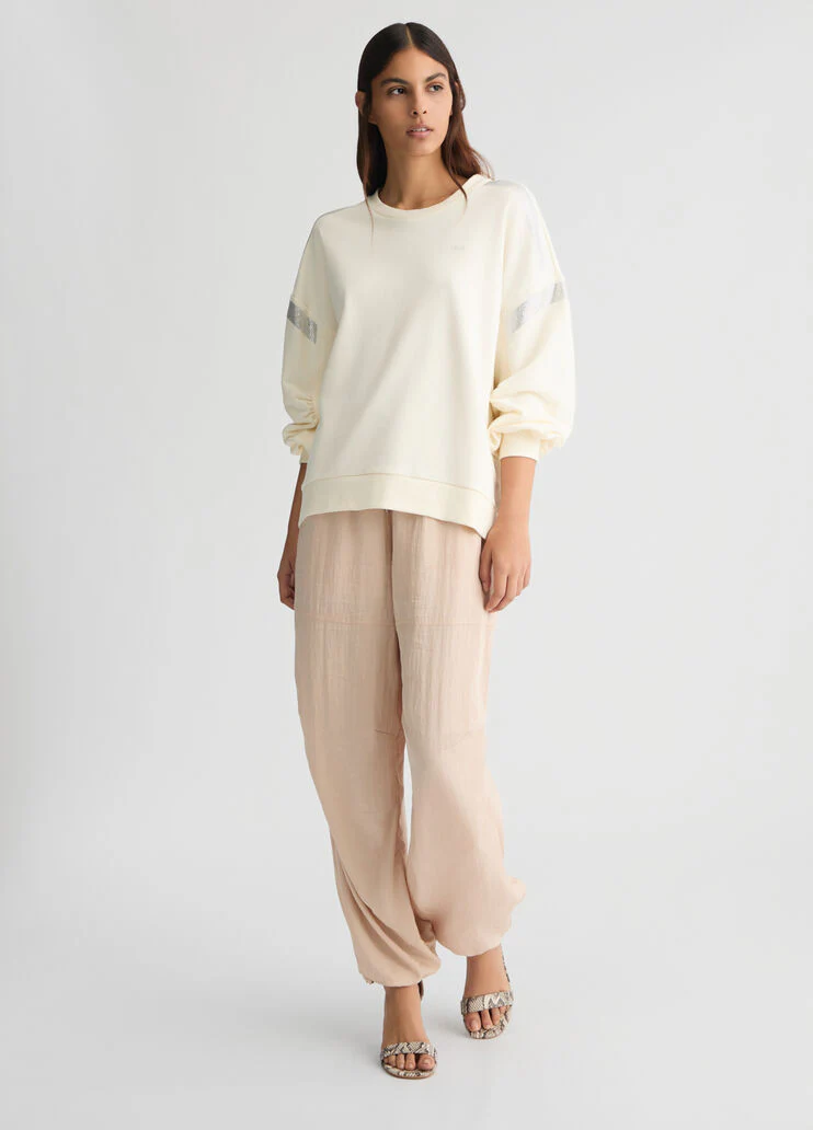 White sweatshirt with rhinestones