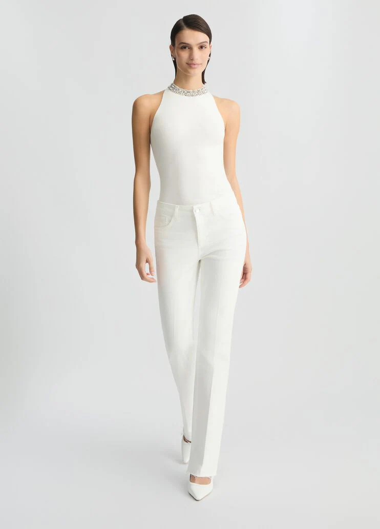 White top with bejewelled embellishment