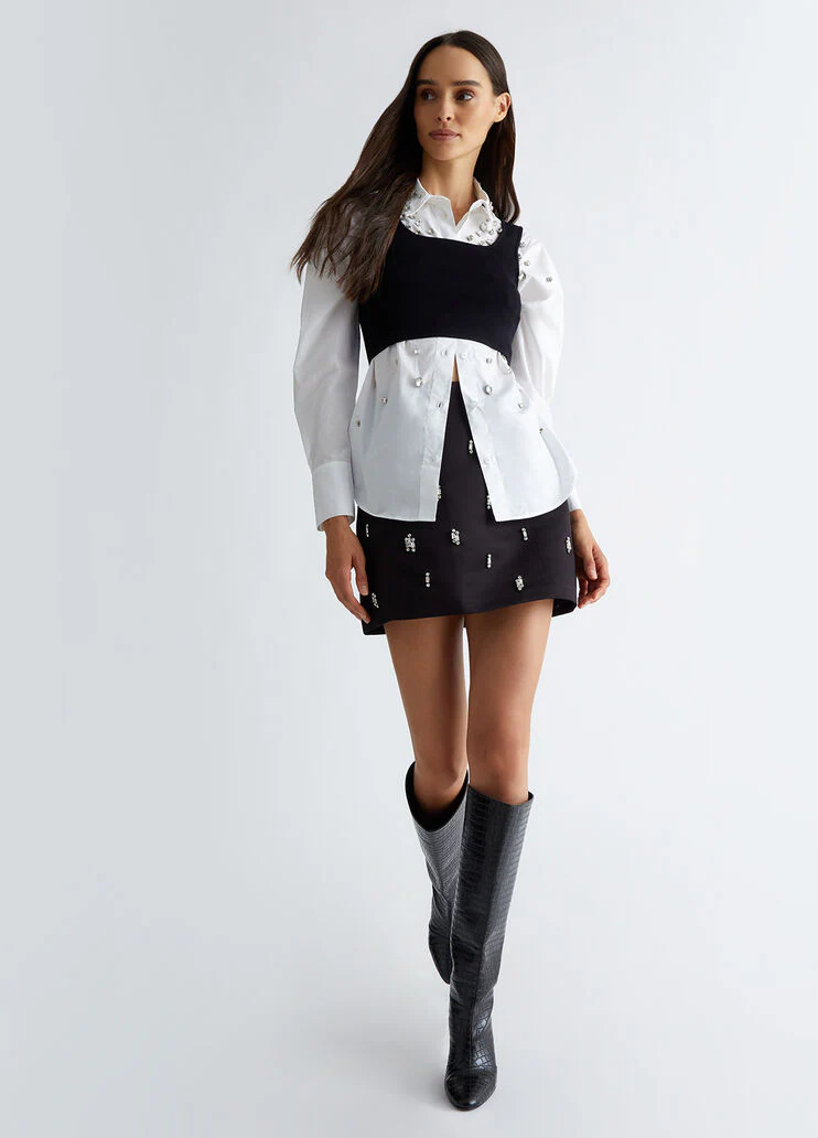 Miniskirt with rhinestones