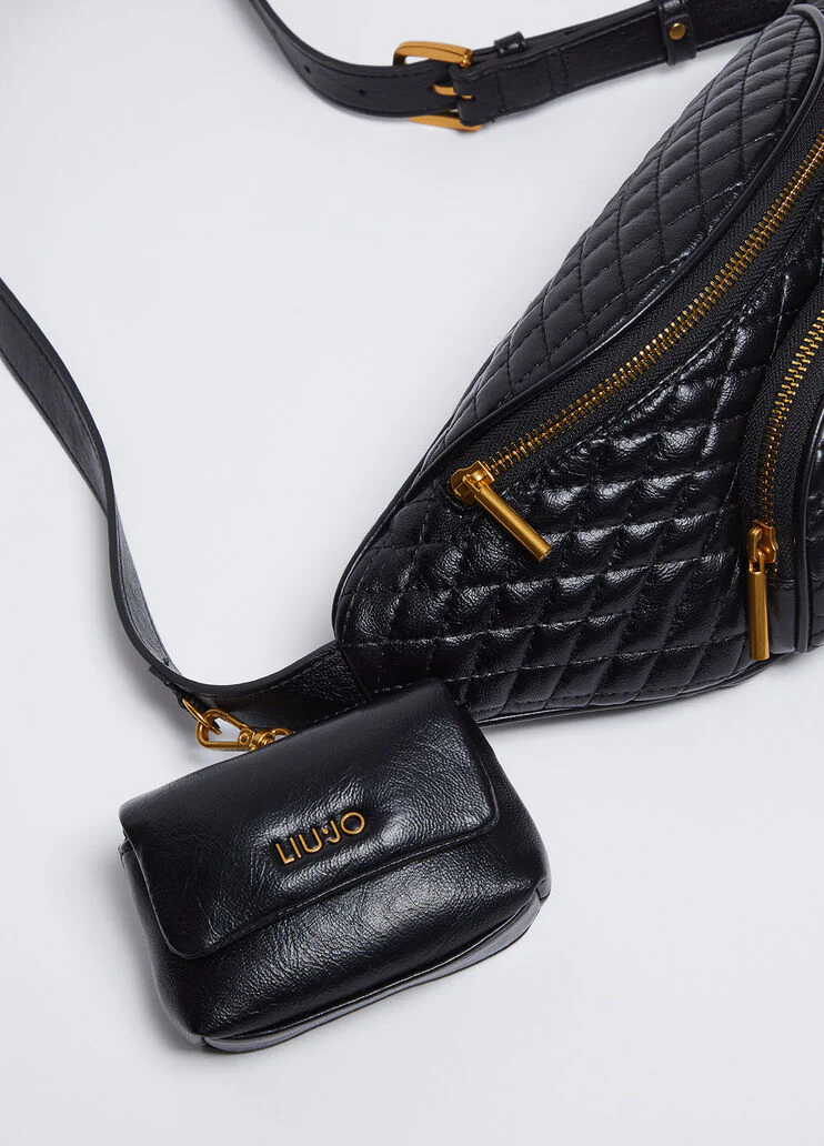 Quilted belt bag with charm