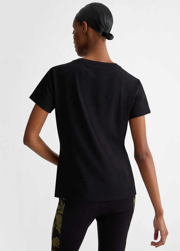 T-shirt with print and appliqués