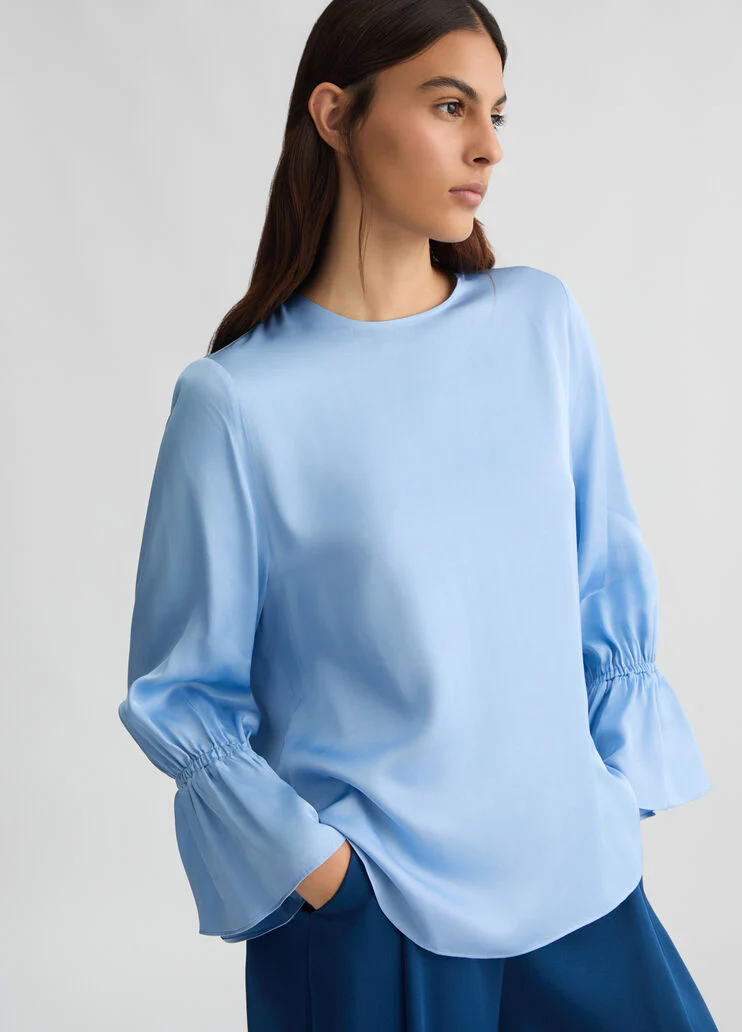 Satin light blue blouse