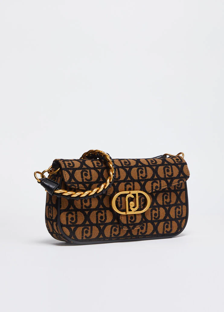 Jacquard shoulder bag with logo