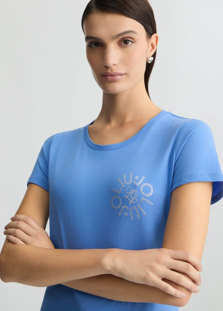 T-shirt with logo and gemstones