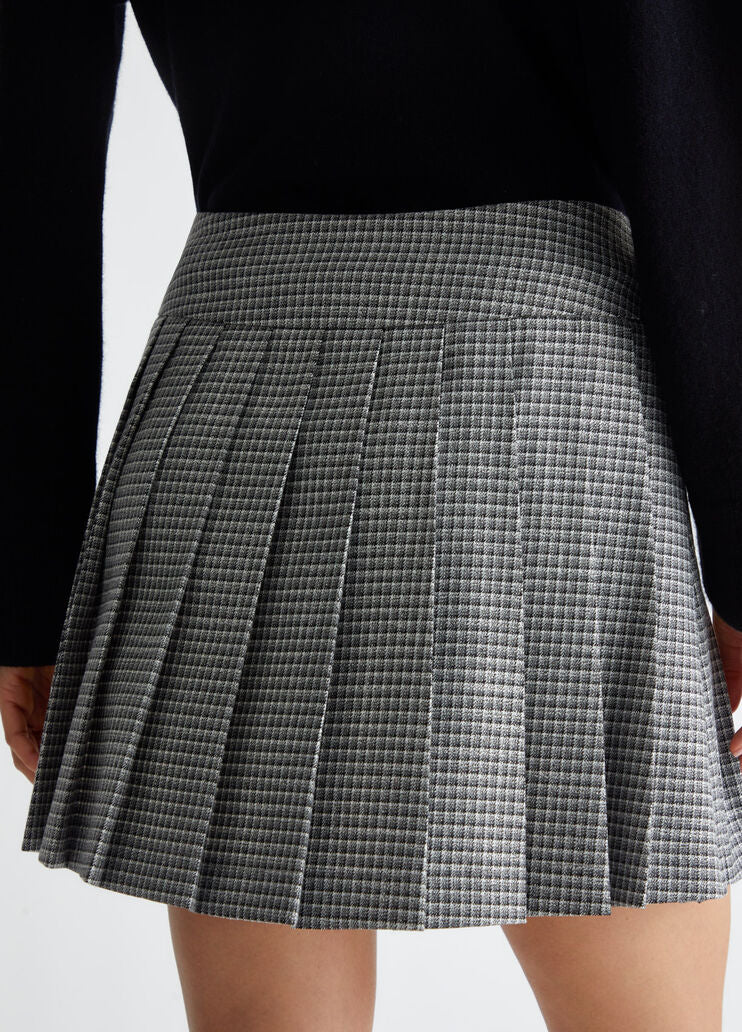 Pleated chequered miniskirt