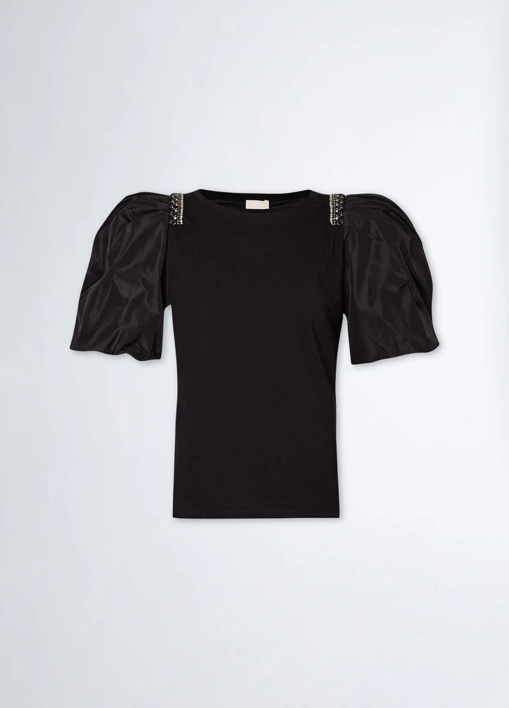 Jersey T-shirt with gemstones