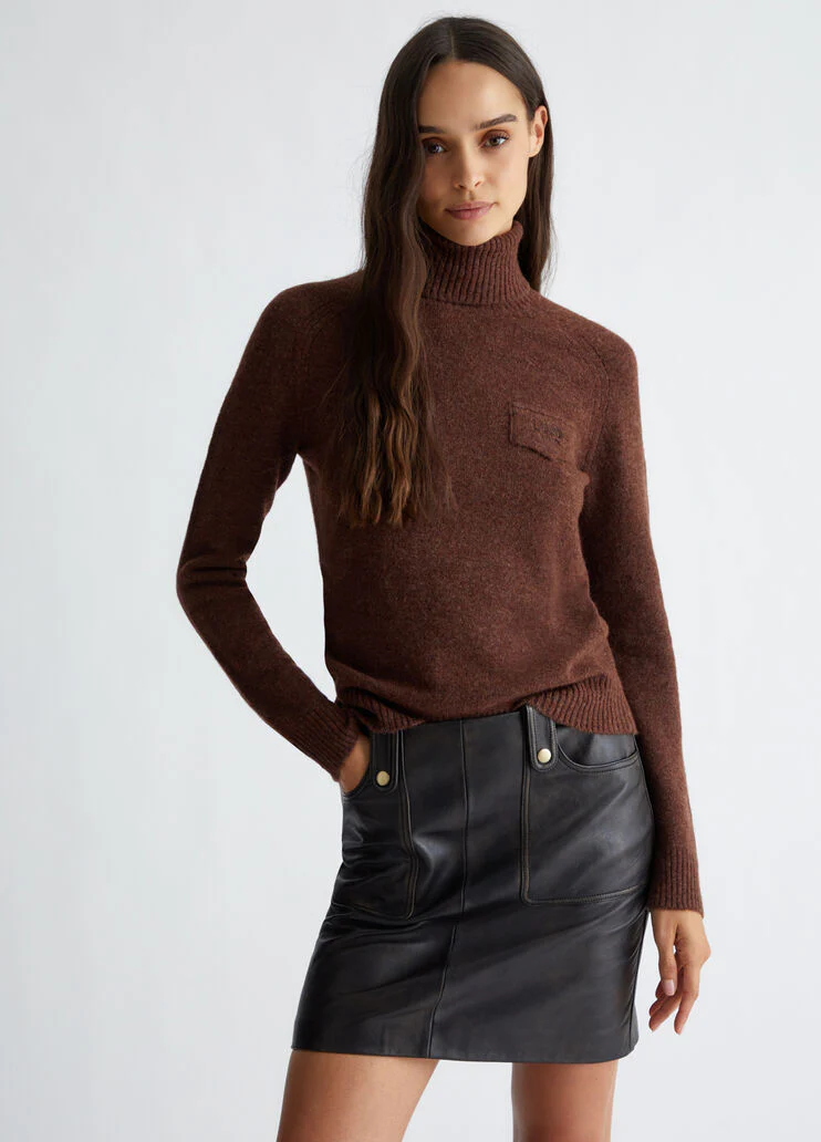 Wool-blend polo-neck with logo