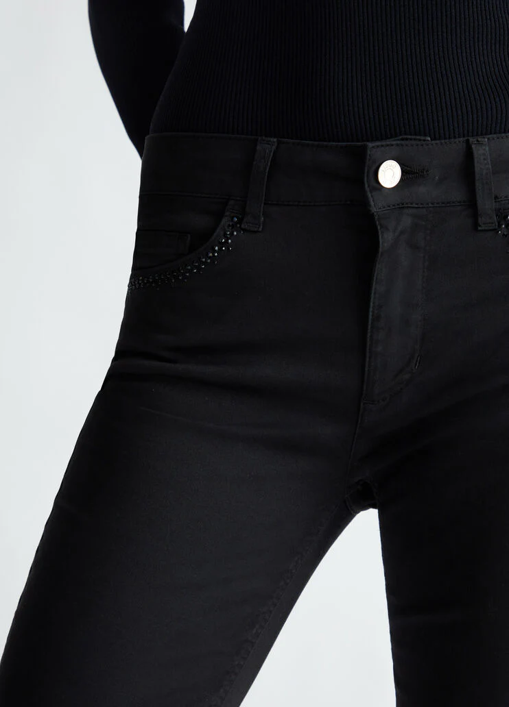 Bottom up trousers with rhinestones