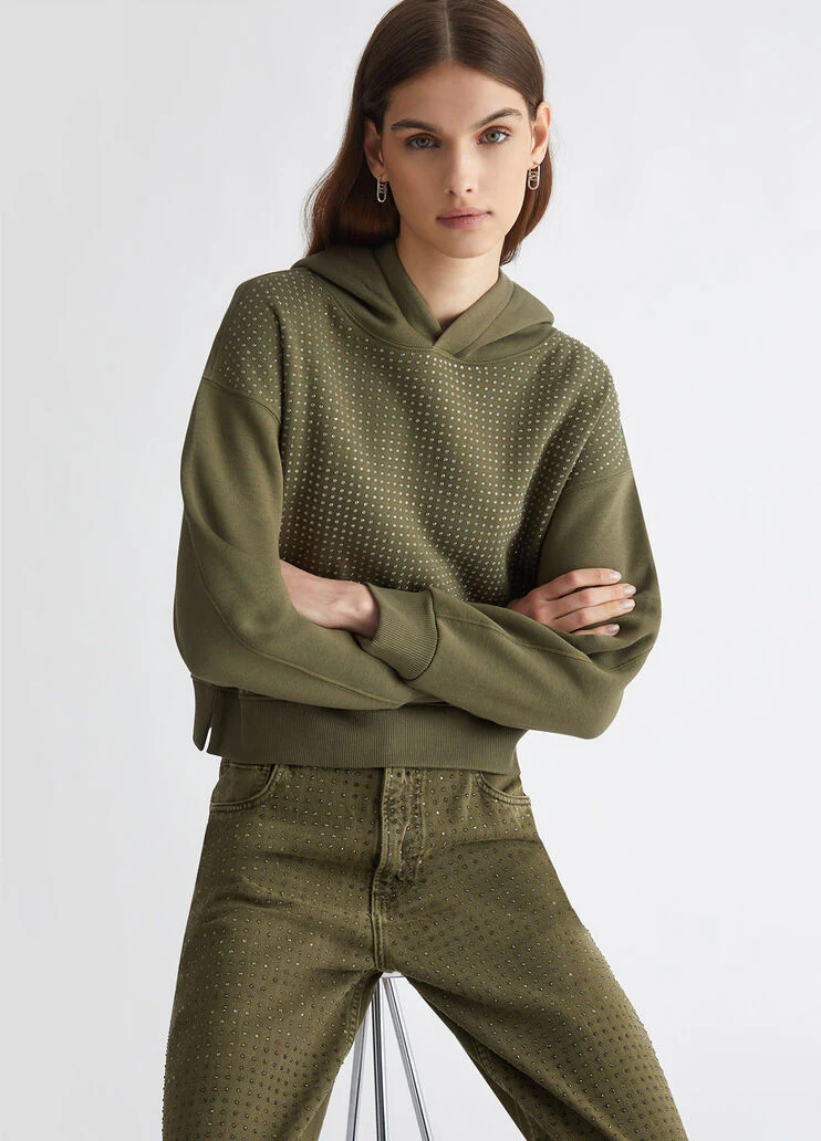 Sweatshirt with rhinestones