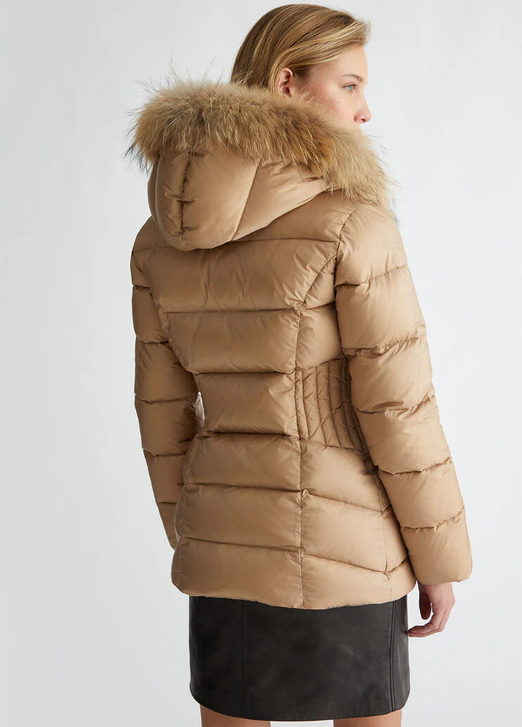 Down jacket with fur detail